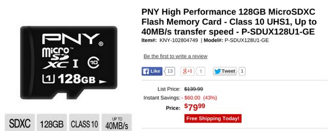 Fotografía - [Alerte pacte] PNY 128 Go Carte MicroSD 79,99 $ après remise instantanée, Autres Mémoire Flash également en vente à partir TigerDirect